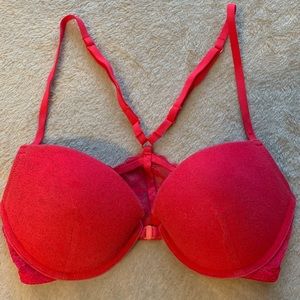 La Senza Red Sparkly Front-Clasp Unpadded Bra